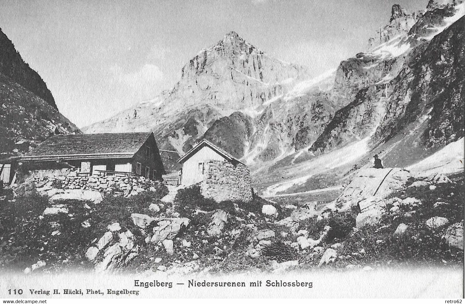 ENGELBERG → Niedersurenen Mit Schlossberg, Stempel Wirtschaft Z. Alpenrösli Niedersurenen, Ca. 1915 - Other & Unclassified