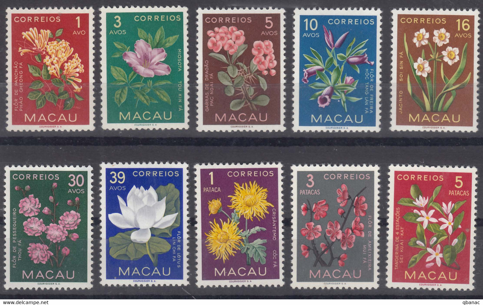 Portugal Macao Macau 1953 Flowers Mi#394-403 Mint Hinged - Nuovi