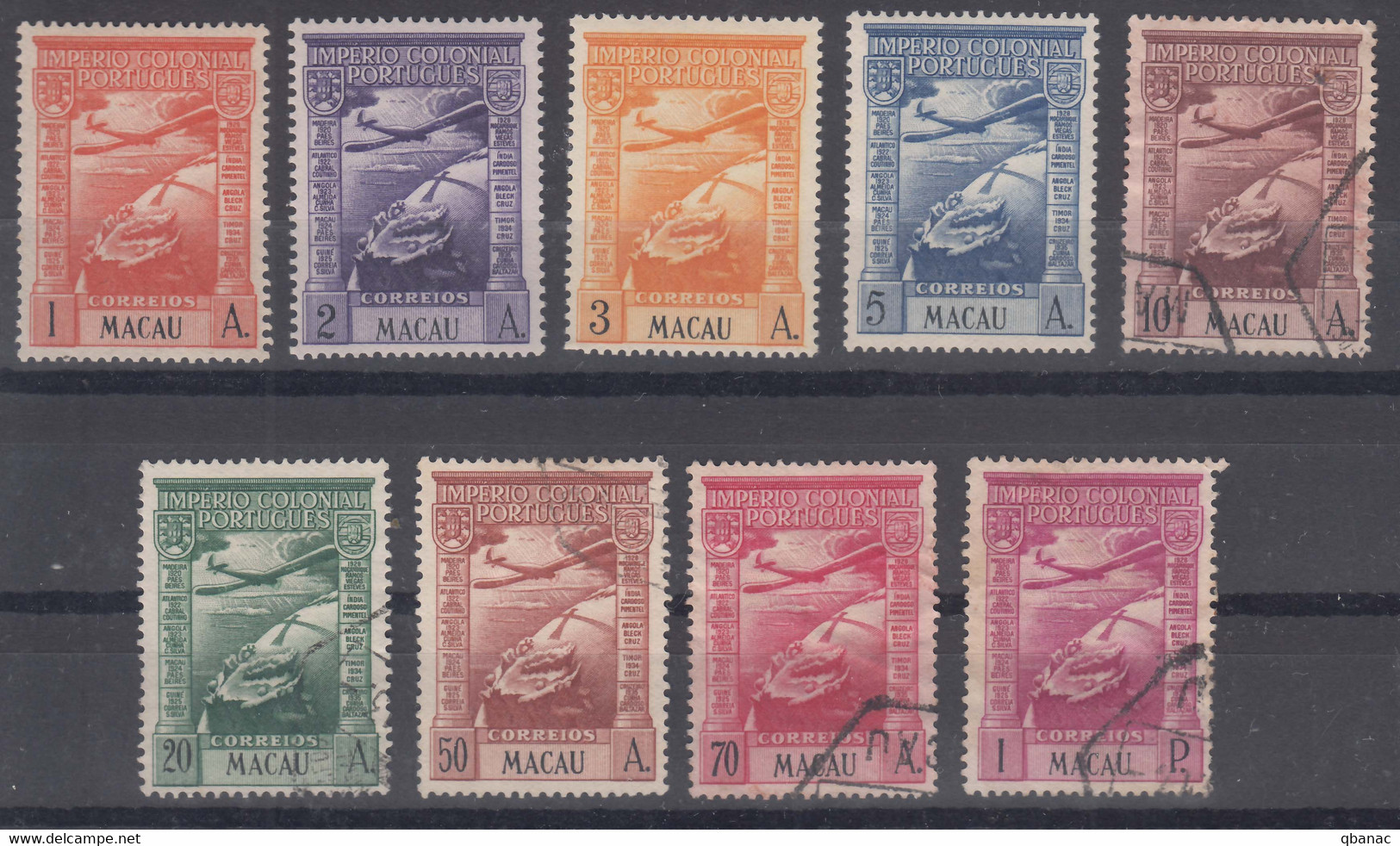 Portugal Macao Macau 1938 Airmail Mi#317-325 Mint/used Complete Set - Gebraucht