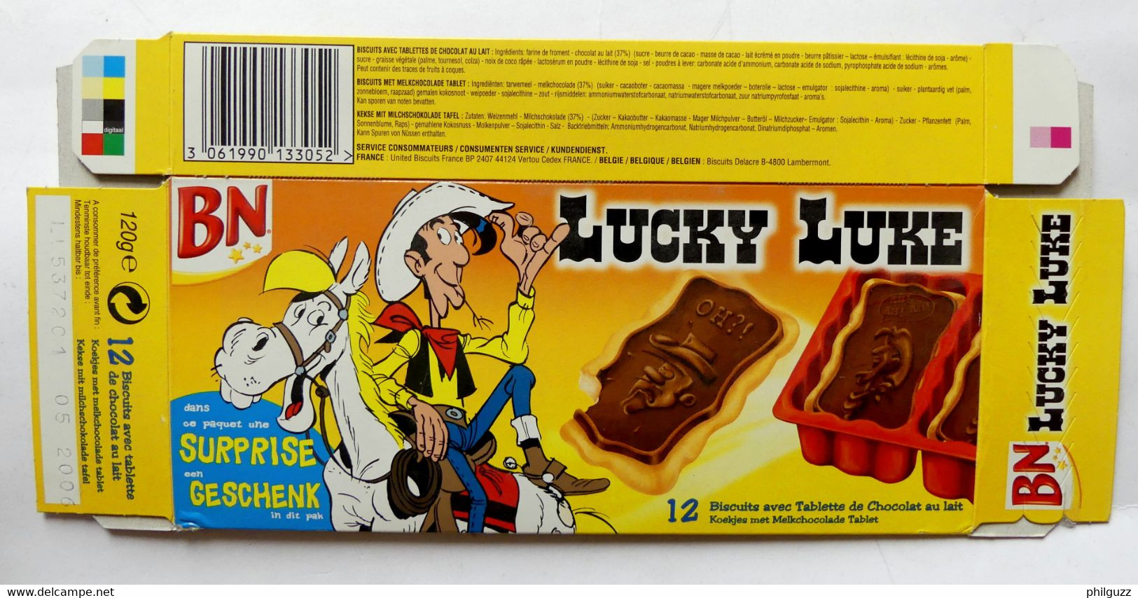 EMBALLAGE BOITE DE GATEAUX BN LUCKY LUKE  2004 - Objets Publicitaires