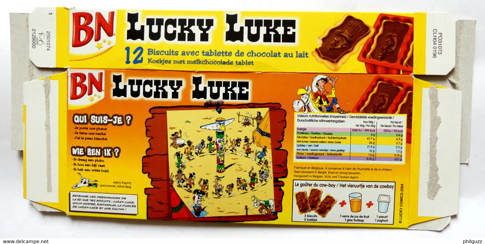 EMBALLAGE BOITE DE GATEAUX BN LUCKY LUKE  2004 - Advertisement