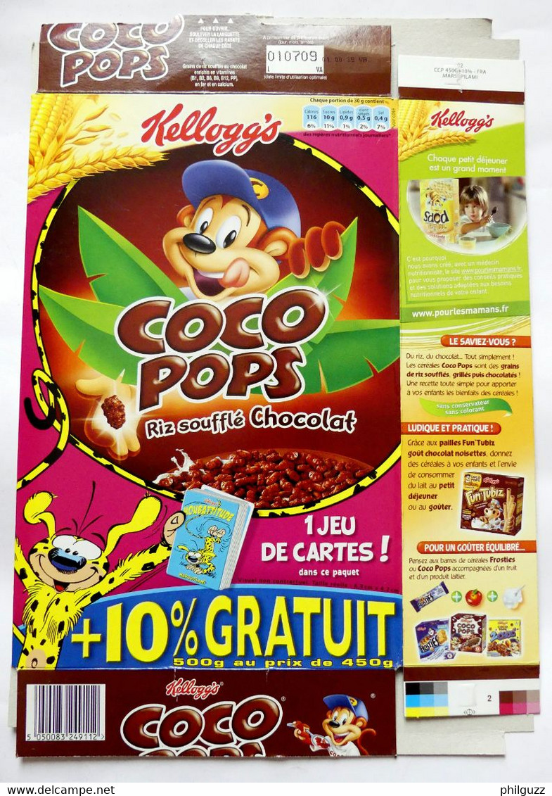 EMBALLAGE BOITE KELLOGG'S COCO POPS MARSUPILAMI 2008 JEU HOUBATTITUDE - Objets Publicitaires