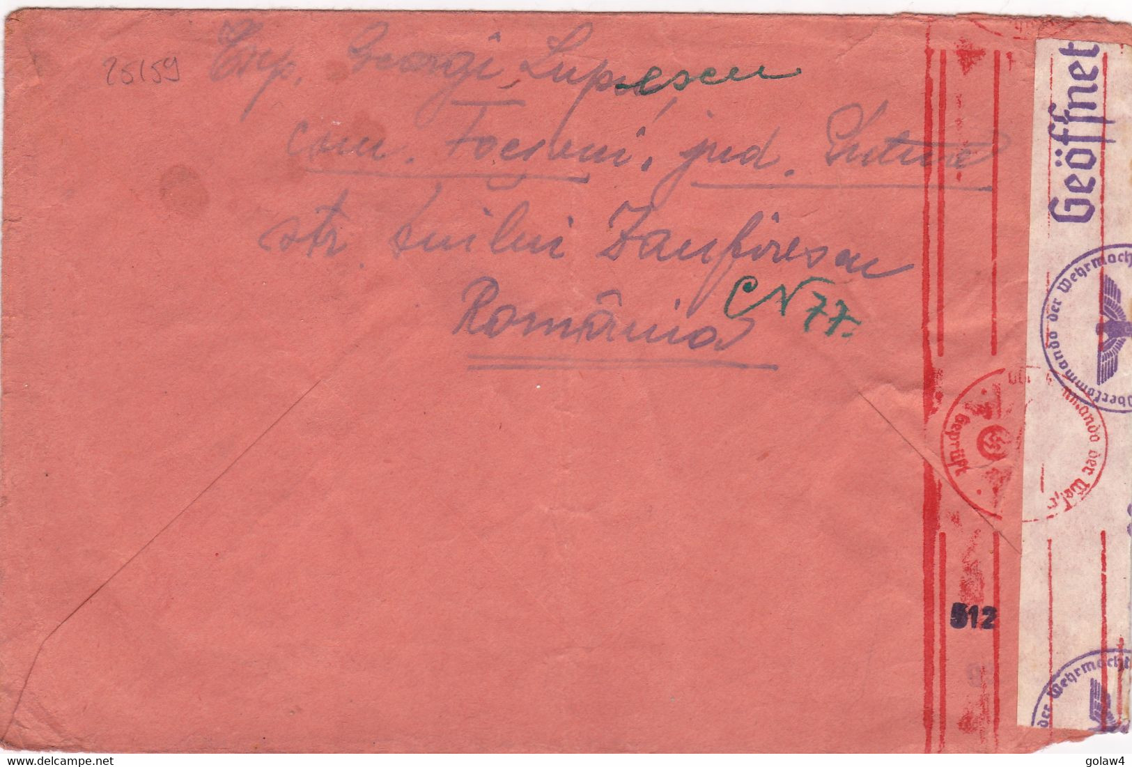 25159# ROUMANIE LETTRE CENSURE ALLEMANDE Obl FOCSANI CURSA II 1940 ROMANIA HANNOVER GERMANIA HANNOVRE ALLEMAGNE - 2de Wereldoorlog (Brieven)