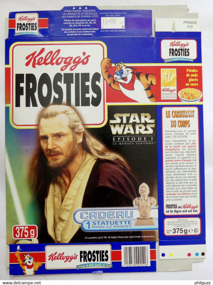EMBALLAGE KELLOGG'S FROSTIES BOITE STAR WARS 1999 FIGURINES BUSTES STATUETTE - Objets Publicitaires