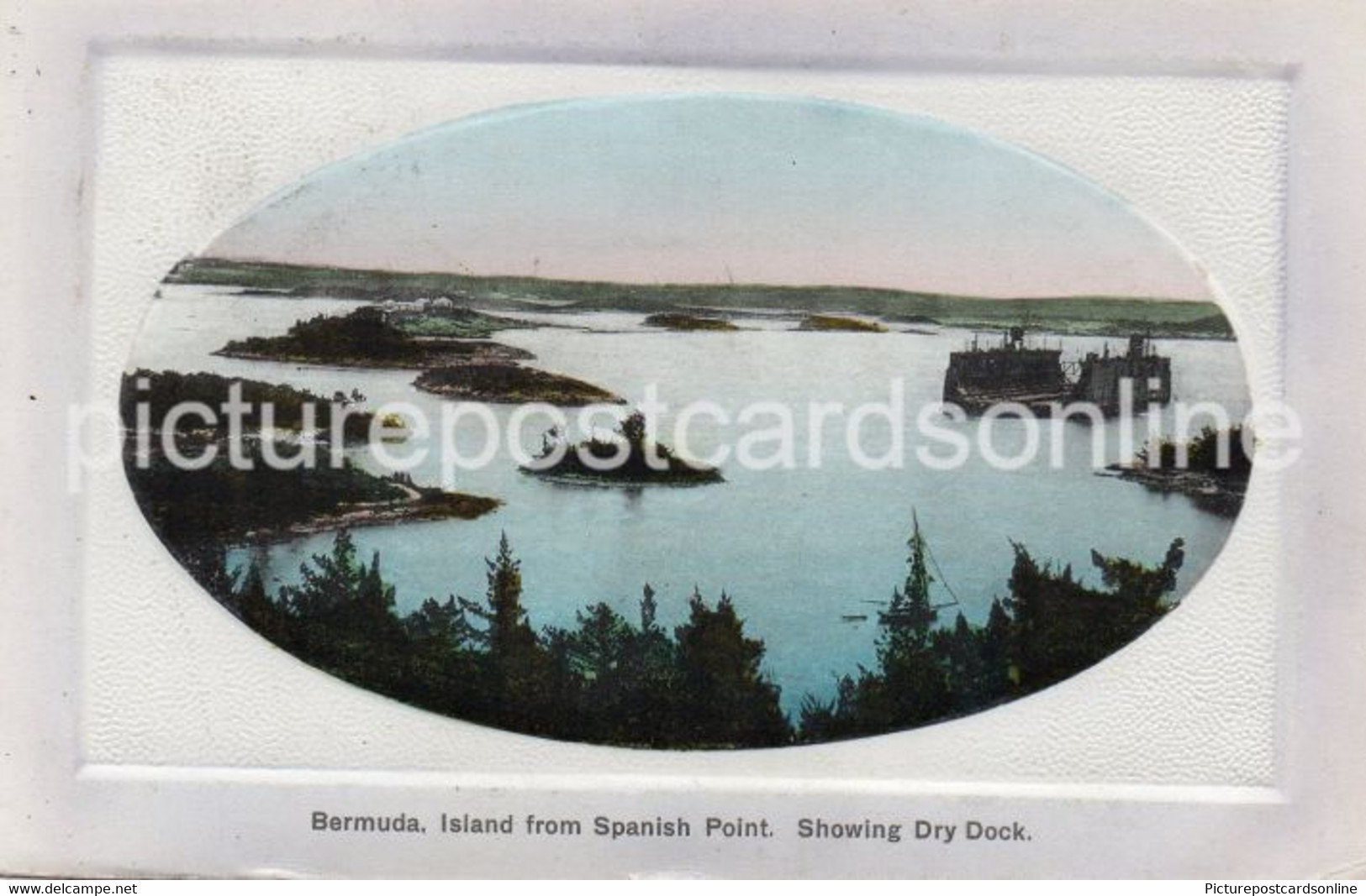 BERMUDA ISLAND FROM SPLASH POINT SHOWING DRY DOCK OLD COLOUR POSTCARD USED 1911 - Bermuda
