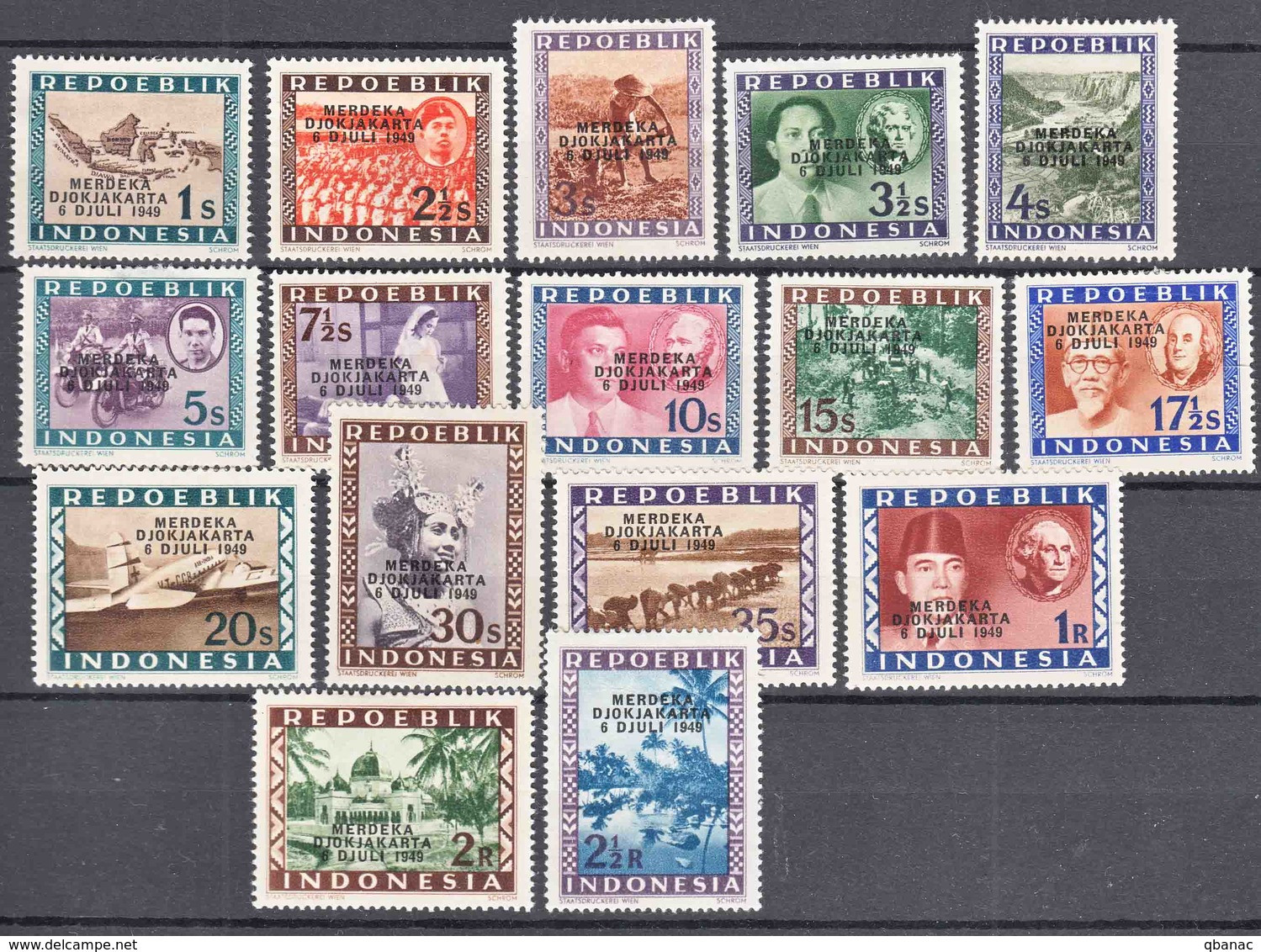 Indonesia Joint Issue 1949 Mi#101,103-114,119-121 Mint Hinged - Indonesië