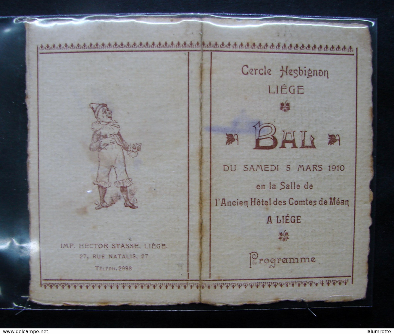 VP. CB. 2. Carnet De Bal. Cercle Hesbignon Liège, Bal En 1910 à L'Hôtel Des Comtes De Méan, Programme - Ohne Zuordnung