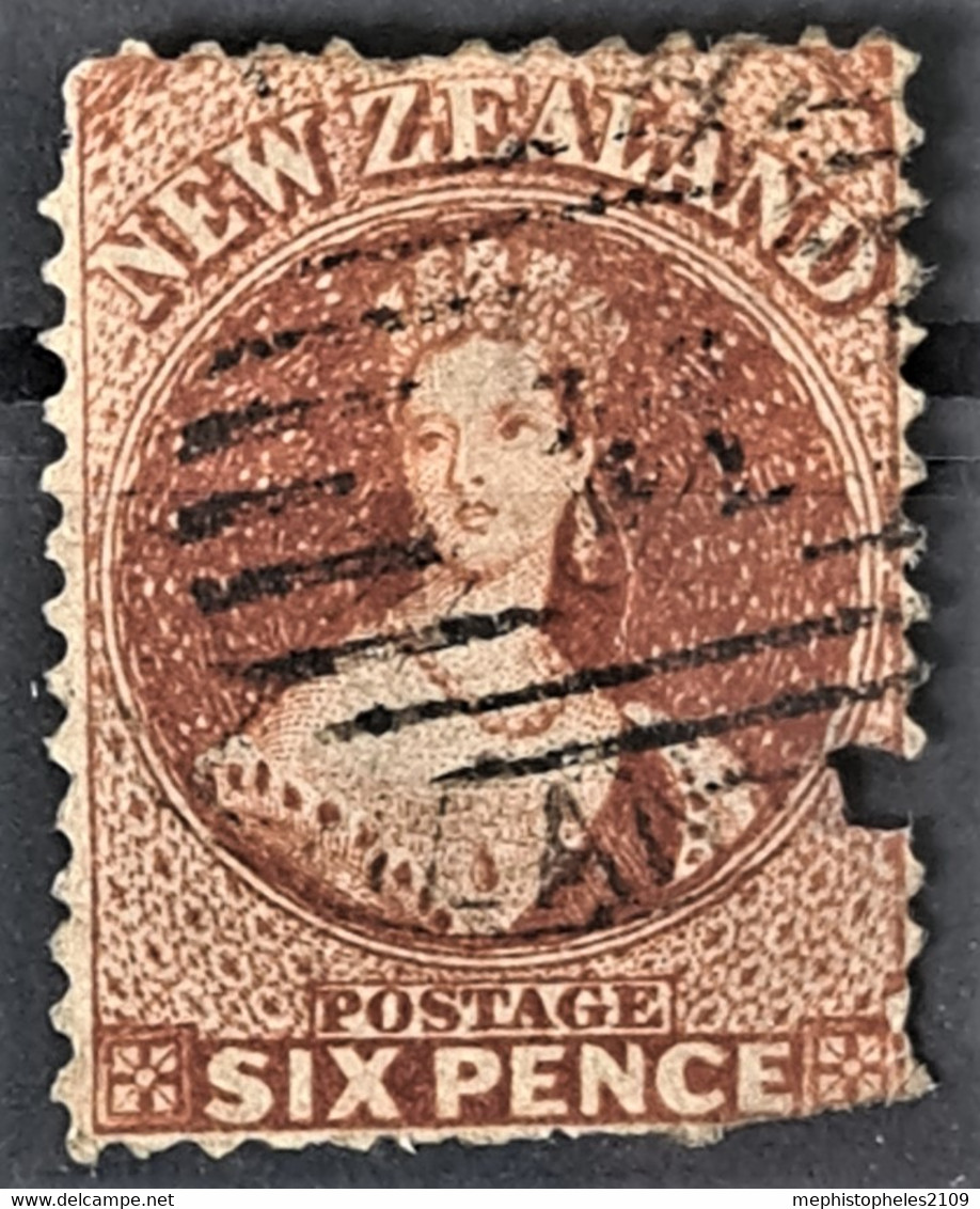 NEW ZEALAND 1864 - Canceled - Sc# 29B - 6d - Damaged On Lower Right Corner - Used Stamps