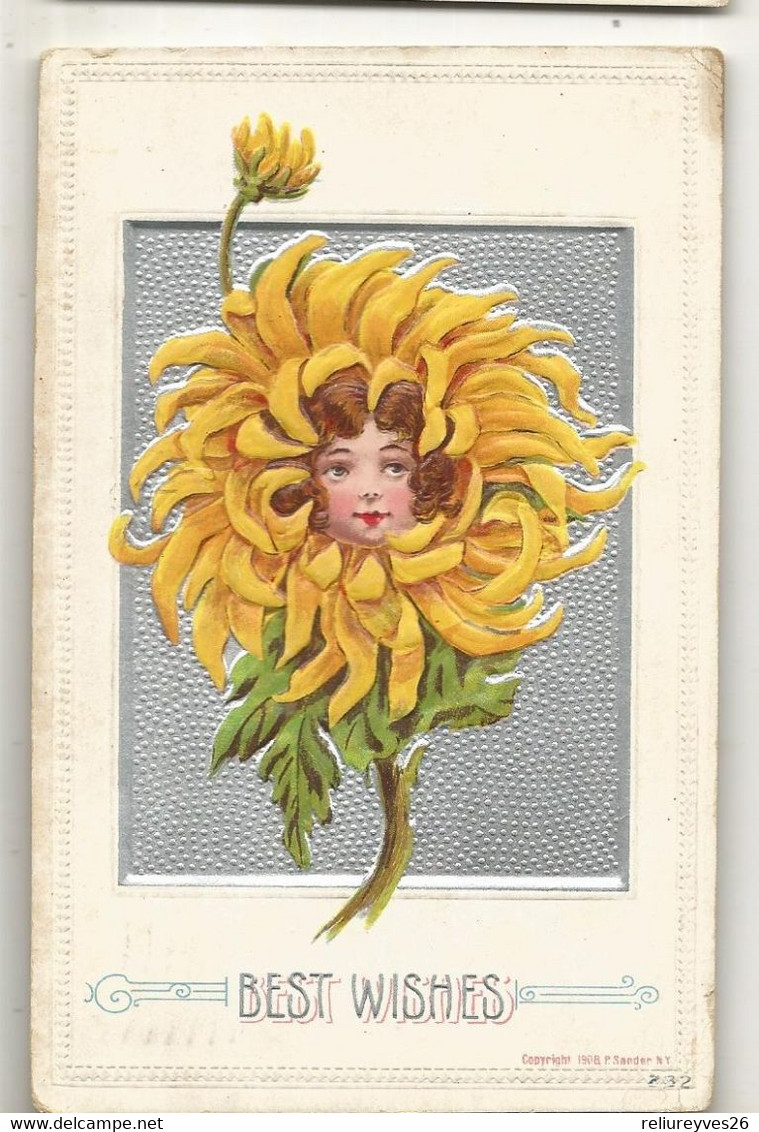 CPA,Th.Fleurs , Best Wishes , Carte Américaine Ed. 1910 - Flowers
