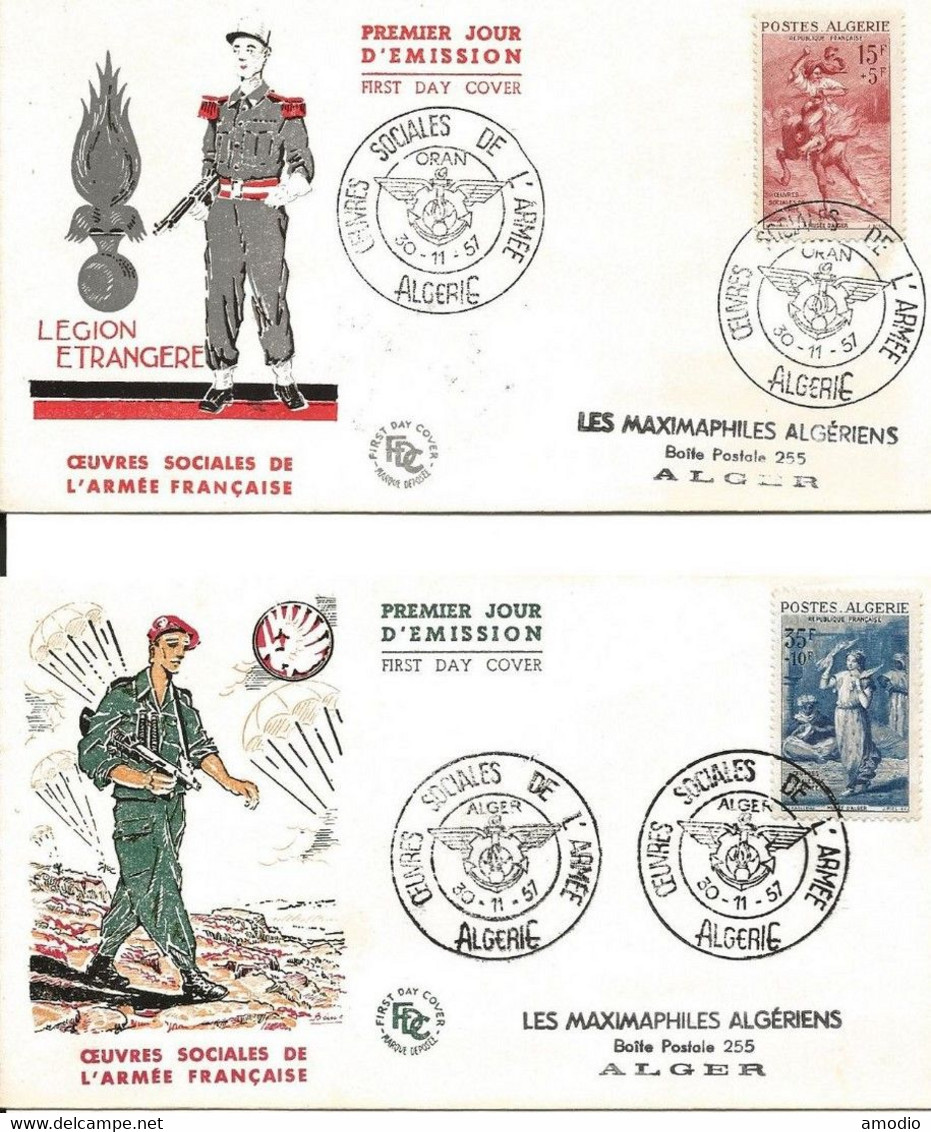 Algérie FDC YT 349/8 Œuvres Sociales De L’armée Française  Oran 30/11/57    2 Scans TB - FDC