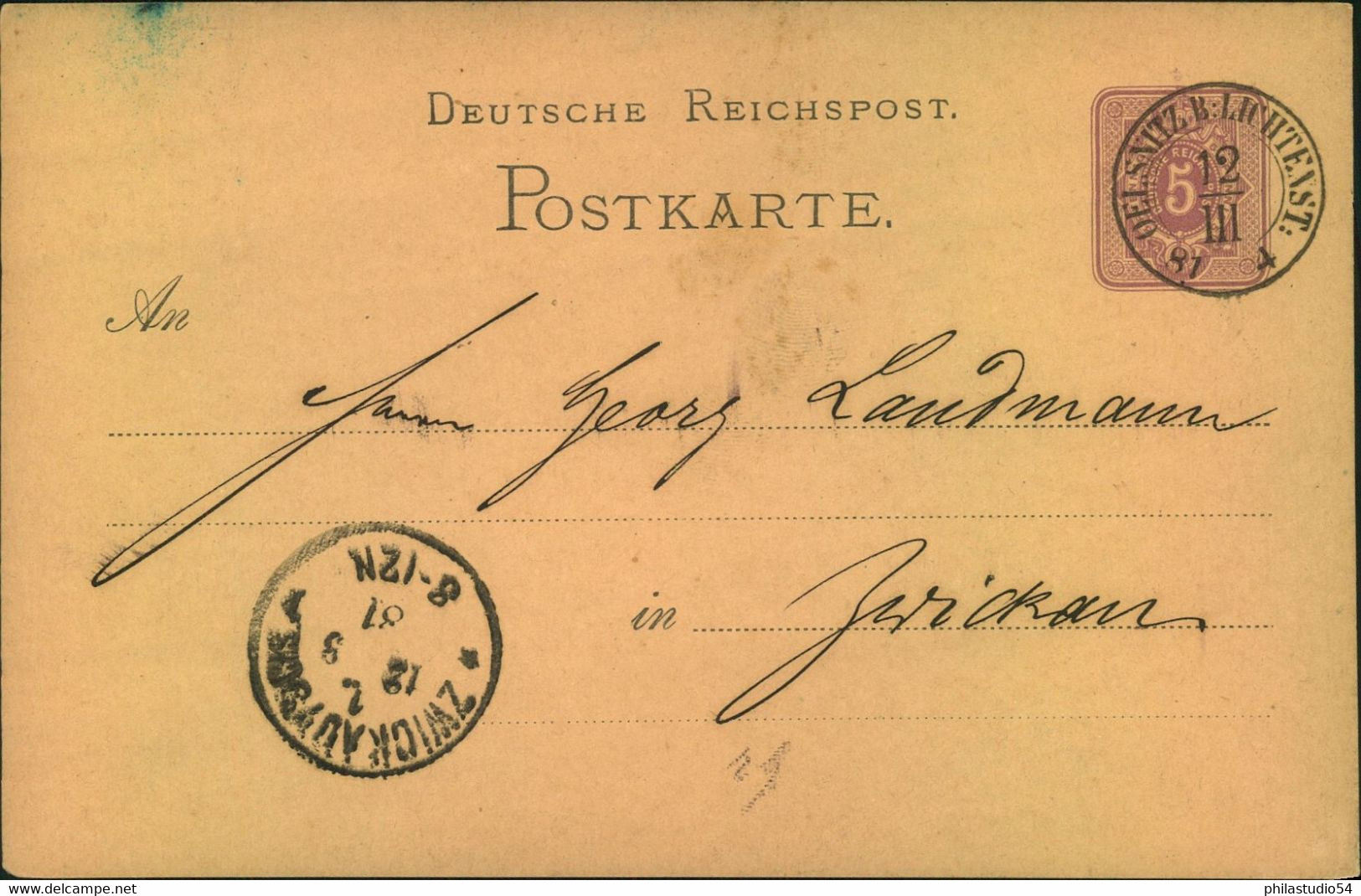 1868/1880, nachverwendete SACHSEN-Stempel, 23 Stück meist auf P1