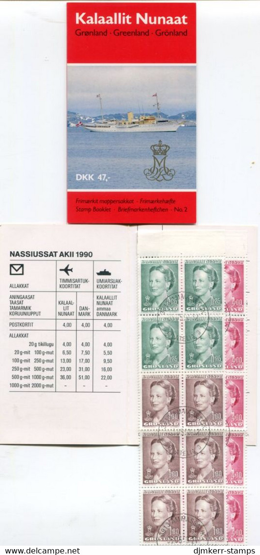 GREENLAND 1990 Queen Margarethe Definitive Complete Booklet With Cancelled Stamps. Michel  201-03, MH2;  SG  SB2 - Markenheftchen