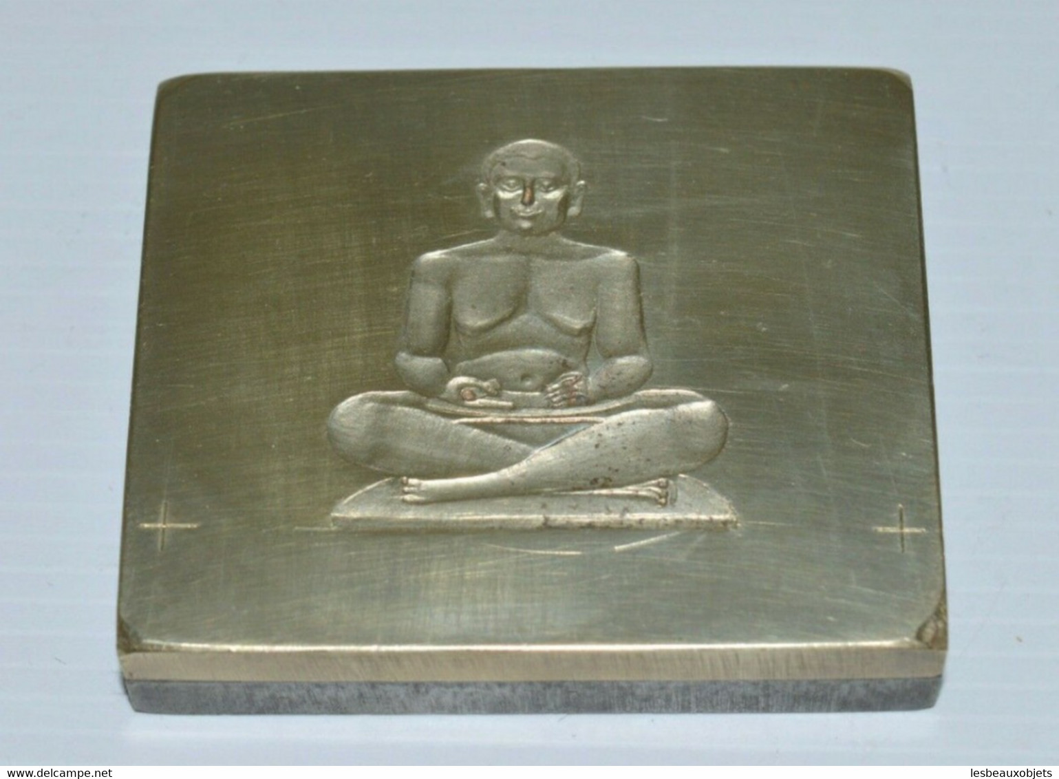 BRONZE MATRICE LAITON IMPRIMERIE EAU FORTE BOUDDHA XIXe Vitrine Réf 190-32-78 - Cachets