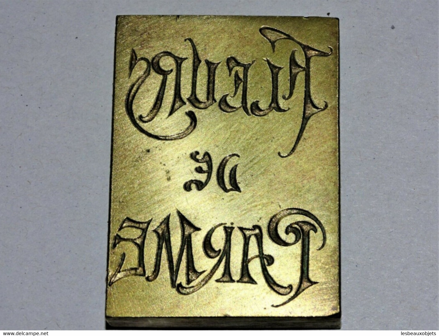 ANCIENNE MATRICE BRONZE/LAITON IMPRIMERIE EAU FORTE FLEURS DE PARME Paperweight - Stempel & Siegel