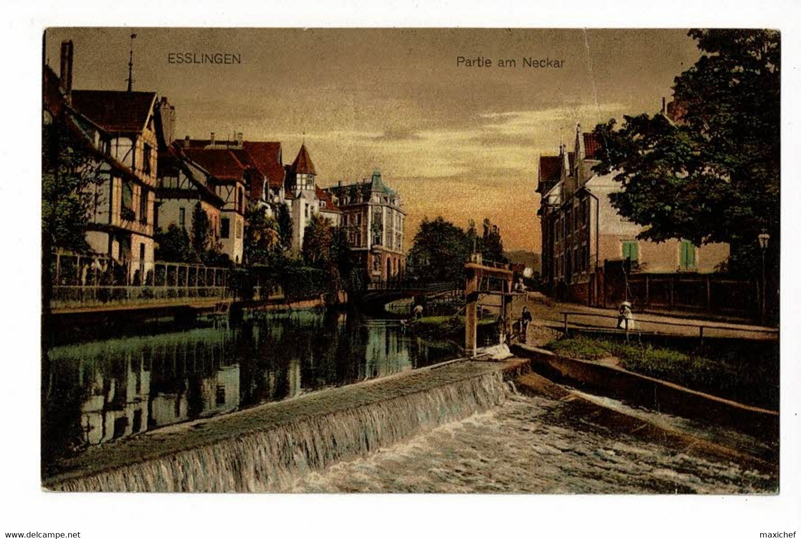 Esslingen - Partie Am Neckar (animation, Retenue D'eau) Circulé 1926, Timbres Décollés, Mit Luftpost - Eislingen