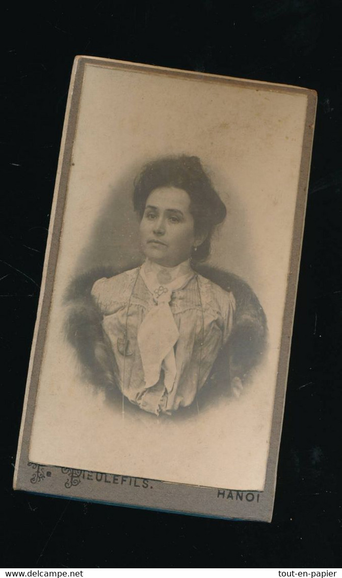 ##R Photographie Photo CDV Hanoï Dieulefils  Portrait De Femme élégante  - 10.5 X 6.5cm - Alte (vor 1900)