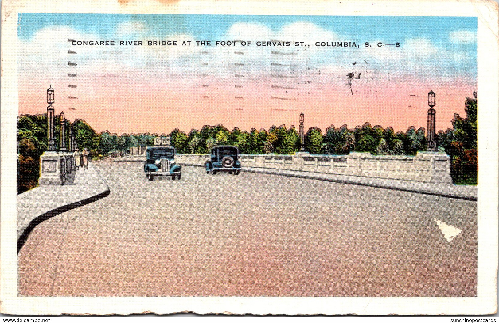 South Carolina Columbia Congaree River Bridge At Foot Of Gervais Street 1942 - Columbia