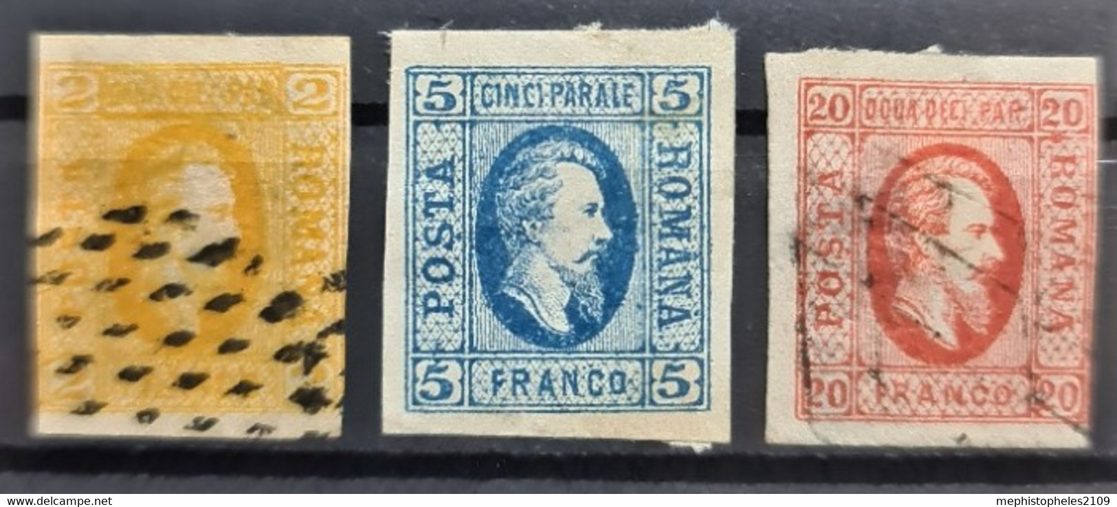 ROMANIA 1865 - MLH/canceled - Sc# 22, 23, 25 - 1858-1880 Moldavia & Principado