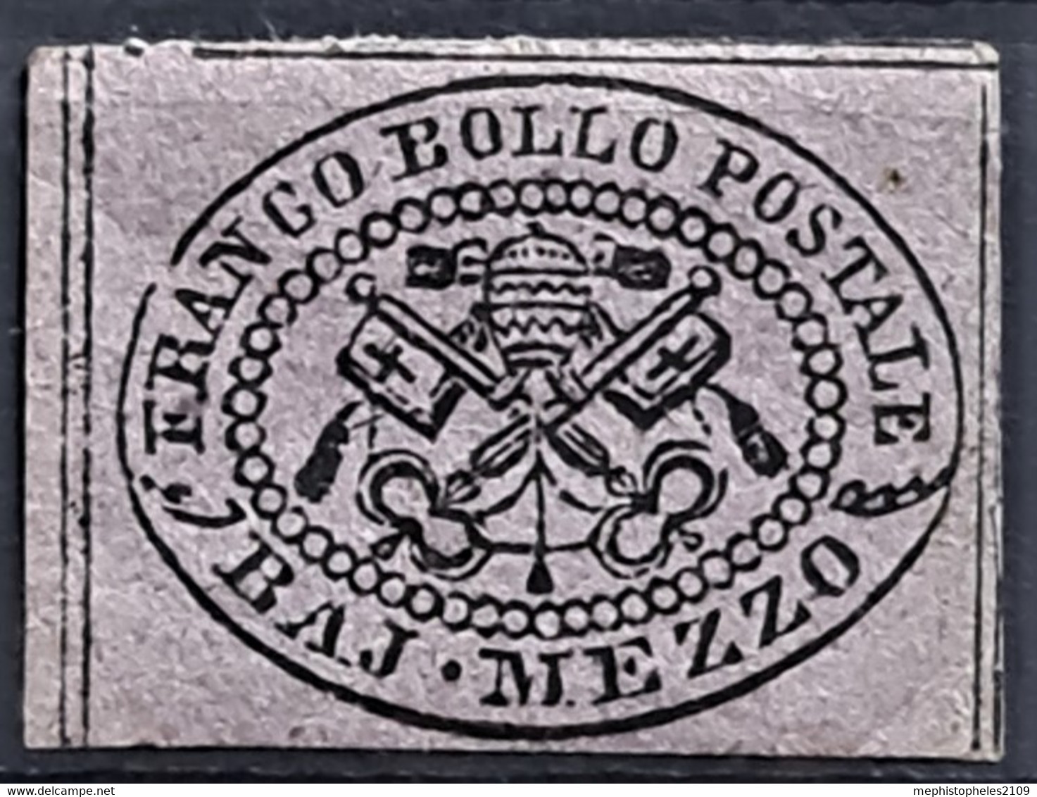 ROMAN STATES 1852 - Canceled - Sc# 1b - 1/2b - Etats Pontificaux