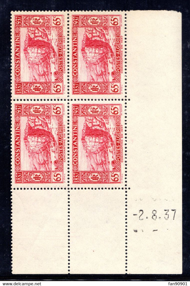 ALGÉRIE YT-N°: 131 - Centenaire De La Prise De Constatine, Coin Daté Du 02.08.1937, 1er Tirage, NSC/**/MNH - Unused Stamps