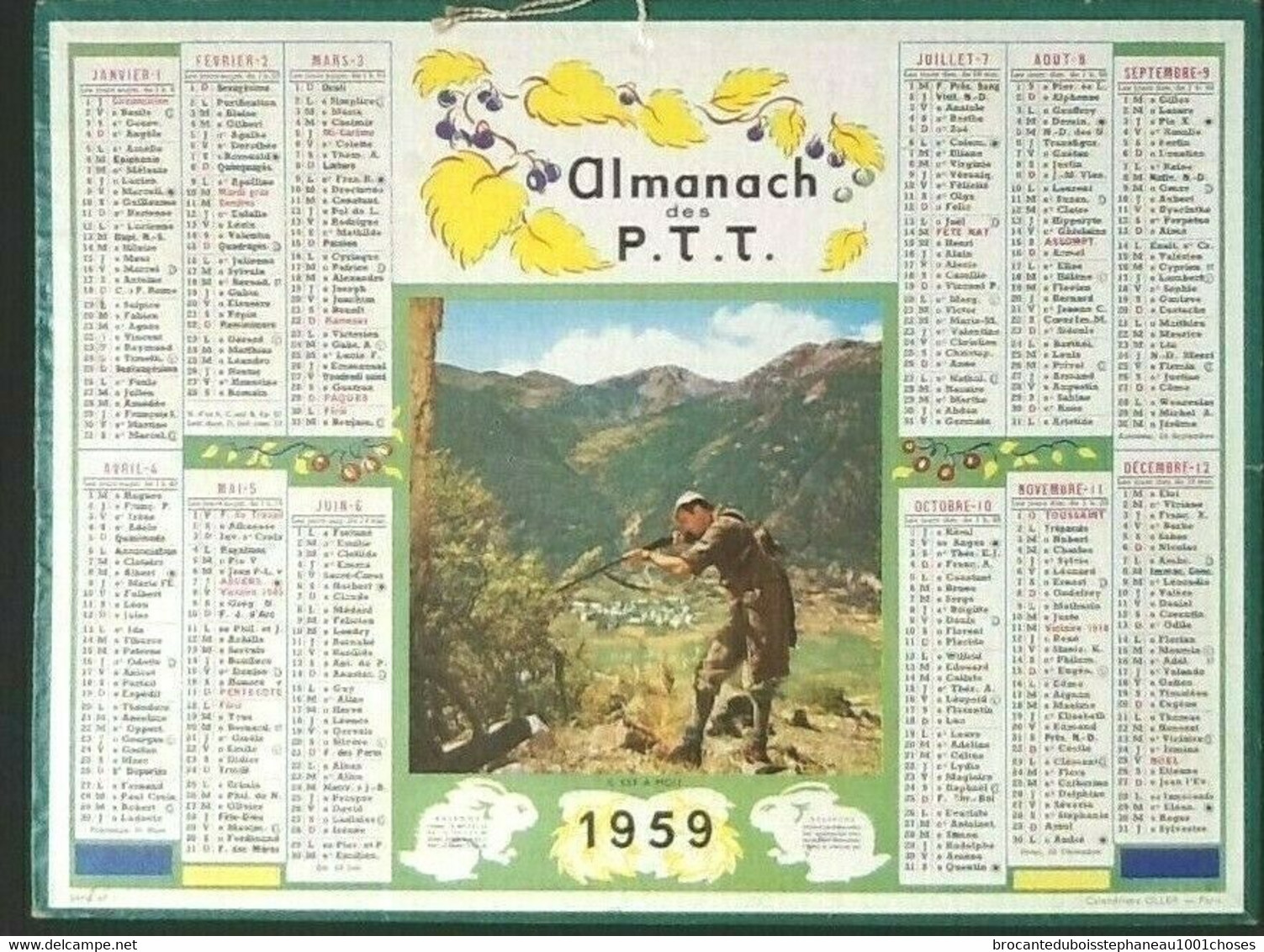 Almanach Des P.T.T (1959) Chasse  " Il Est à Moi " - Grand Format : 1961-70