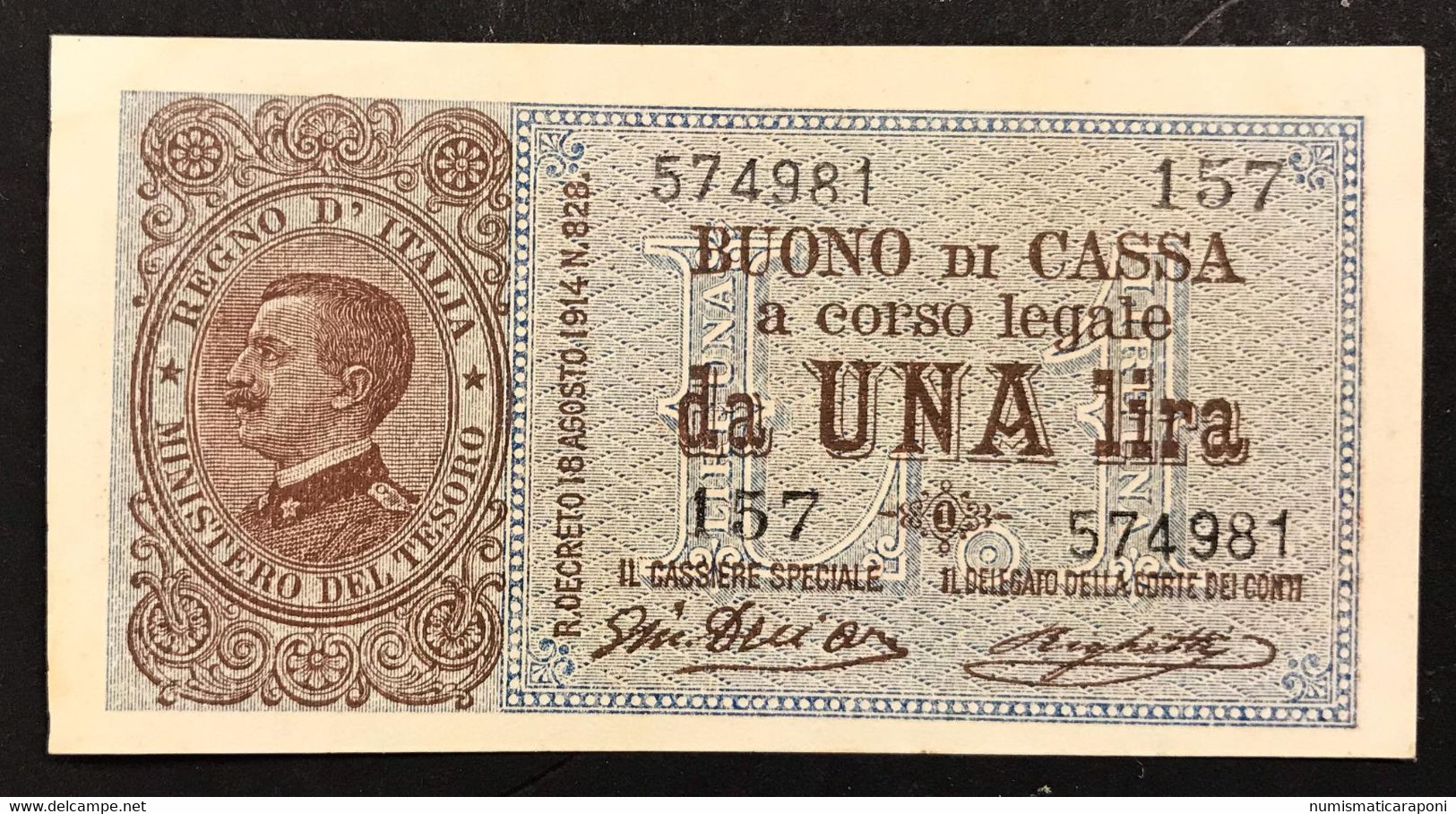 Vitt. Em. III° Buono Di Cassa 1 Lira 28 12 1917 Sup Lieve Piega Verticale  LOTTO 1366 - Regno D'Italia – 1 Lira