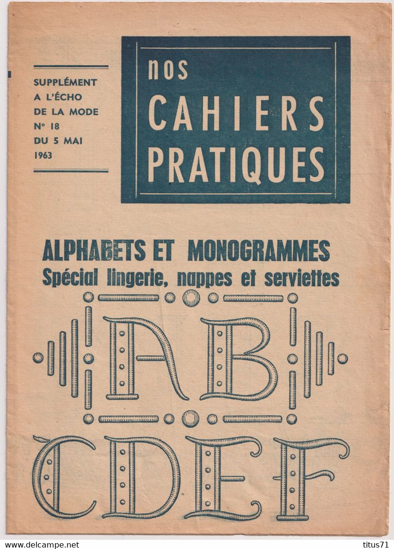 Cahier Pratique Broderie - Alphabet Et Monogrammes Pour Lingerie Nappes Et Serviettes - 4 Pages A4 Recto-verso - Andere Pläne