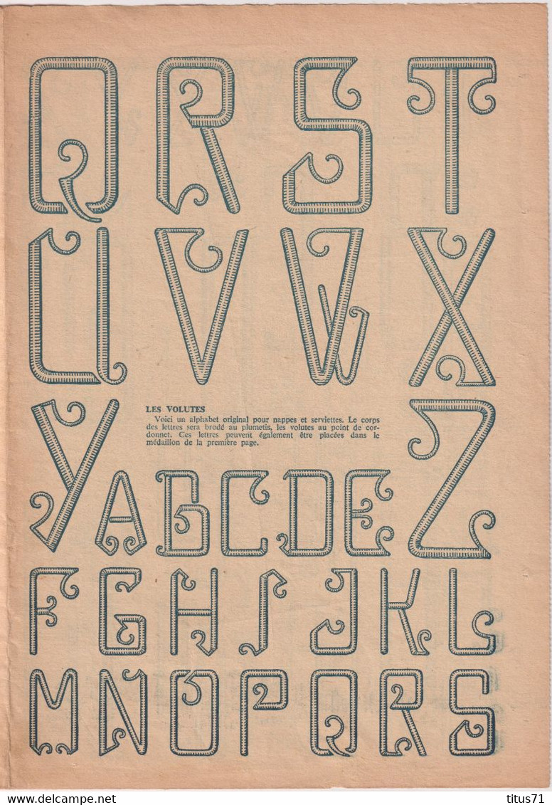 Cahier Pratique Broderie - Alphabet Et Monogrammes Pour Lingerie Nappes Et Serviettes - 4 Pages A4 Recto-verso - Other Plans