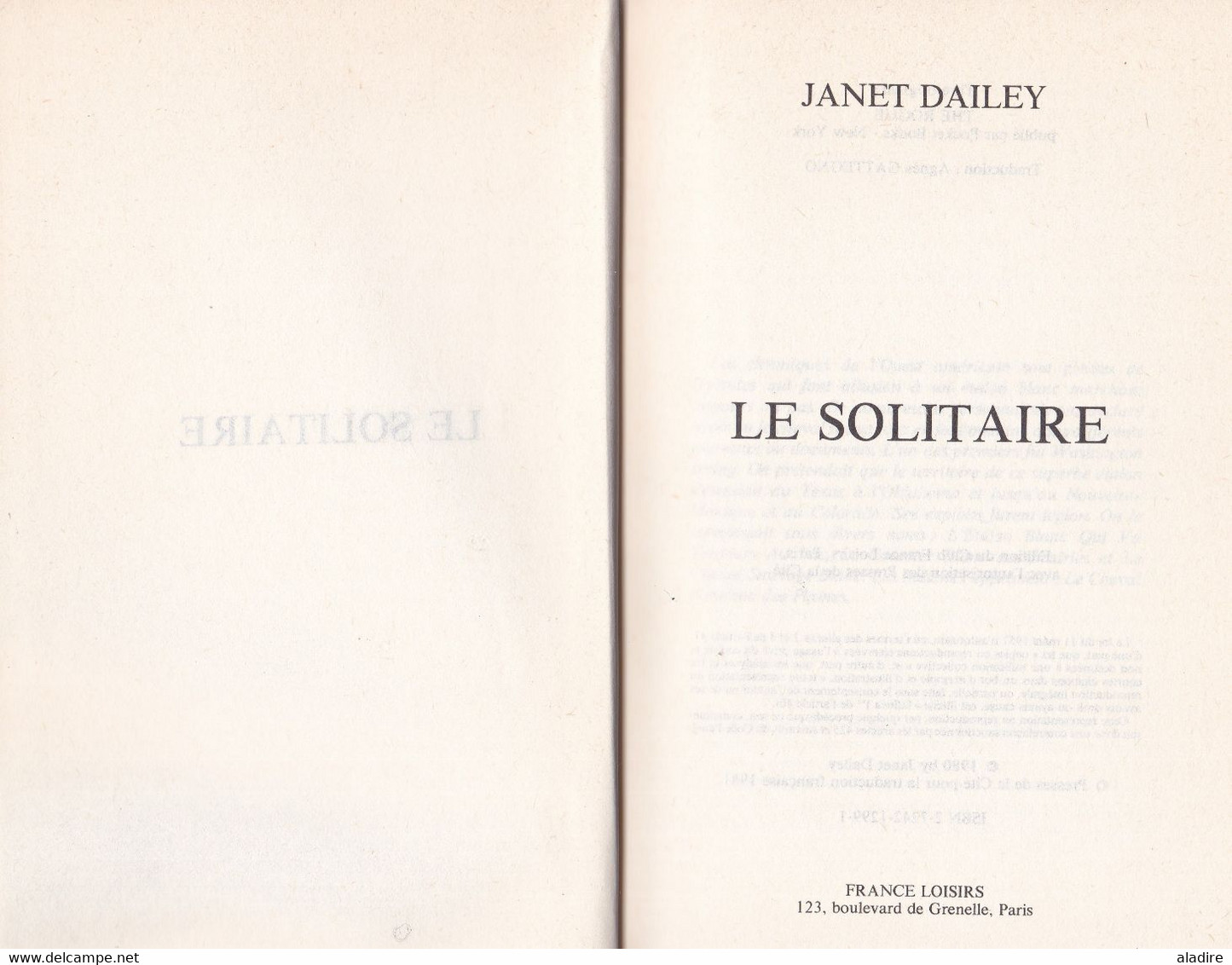 Janet Dailey -  Le Solitaire,  Roman, 1980 - Relié - 319 Pages - € 1.00 - Avventura
