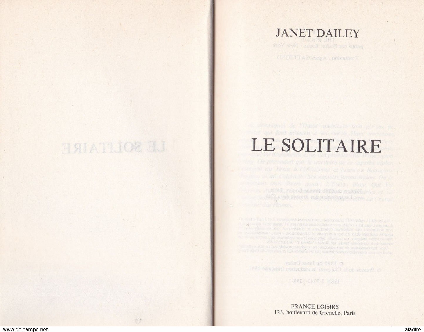 Janet Dailey -  Le Solitaire,  Roman, 1980 - Relié - 319 Pages - € 1.00 - Aventura