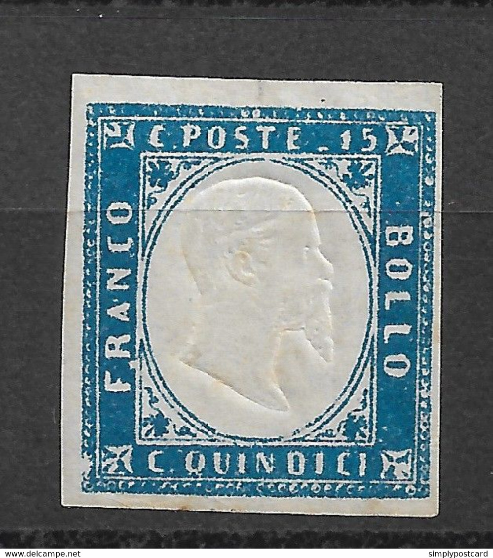 REGNO 1863 15c EFFIGE VITTORIO EMANUELE II IN RILIEVO SASSONE 11 - NUOVO - F99 - Ongebruikt