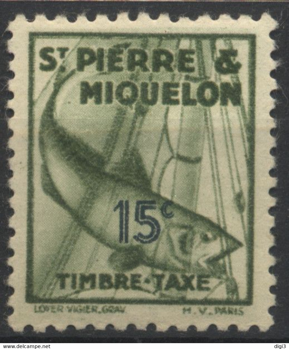 St.Pierre Et Miquelon, 1938, Timbre Taxe, Morue, 15 C., Neuf MH* - Postage Due