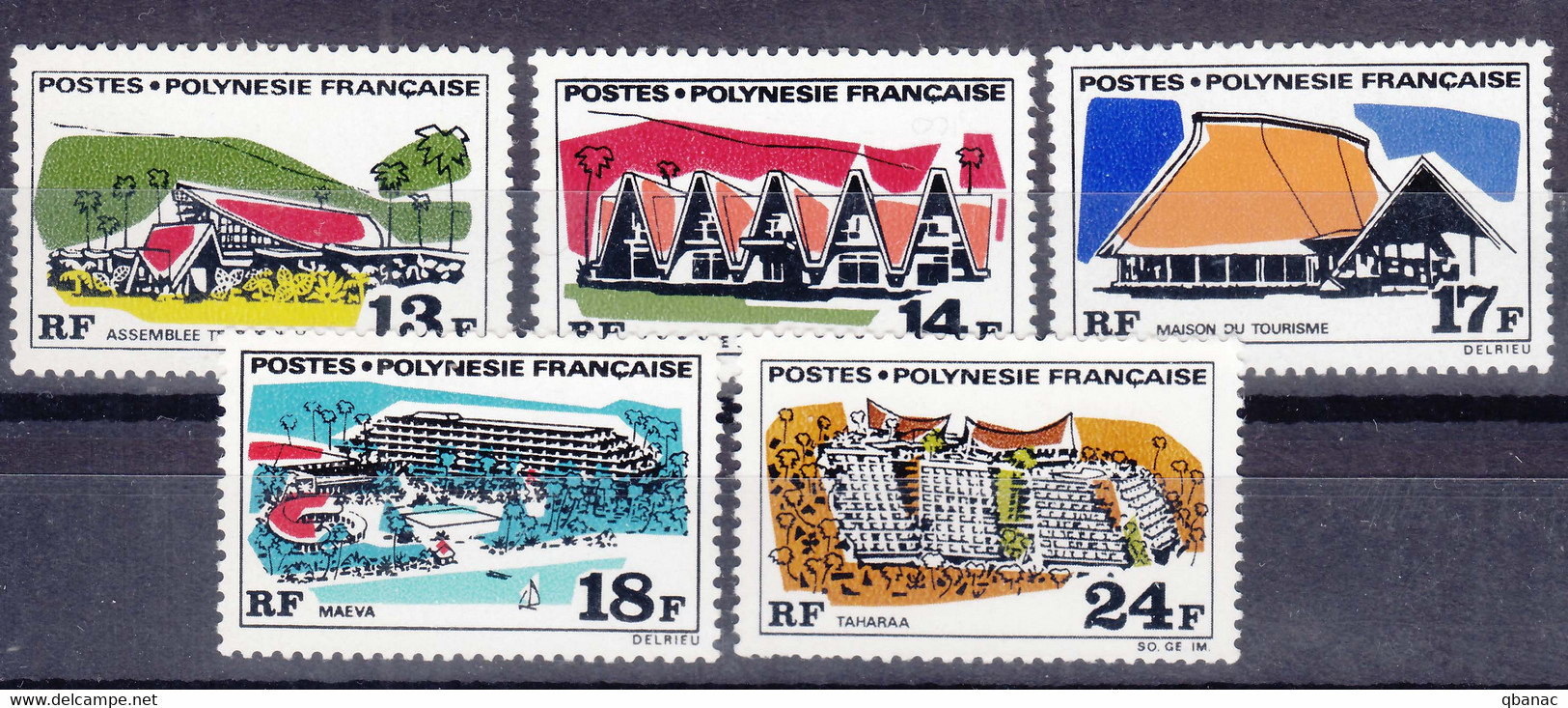 French Polynesia Polinesie 1969 Tourism Mi#103-107 Yvert#72-76 Mint Hinged - Nuevos