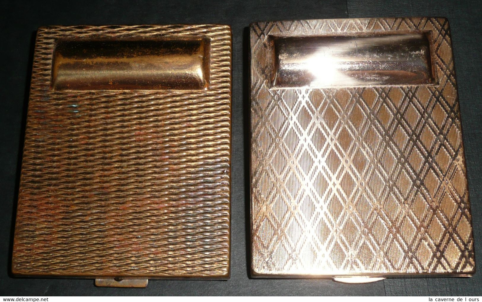 Lot De 2 Anciens Poudriers En Laiton, Miroir De Poche/sac à Main, Made In France - Accessoires