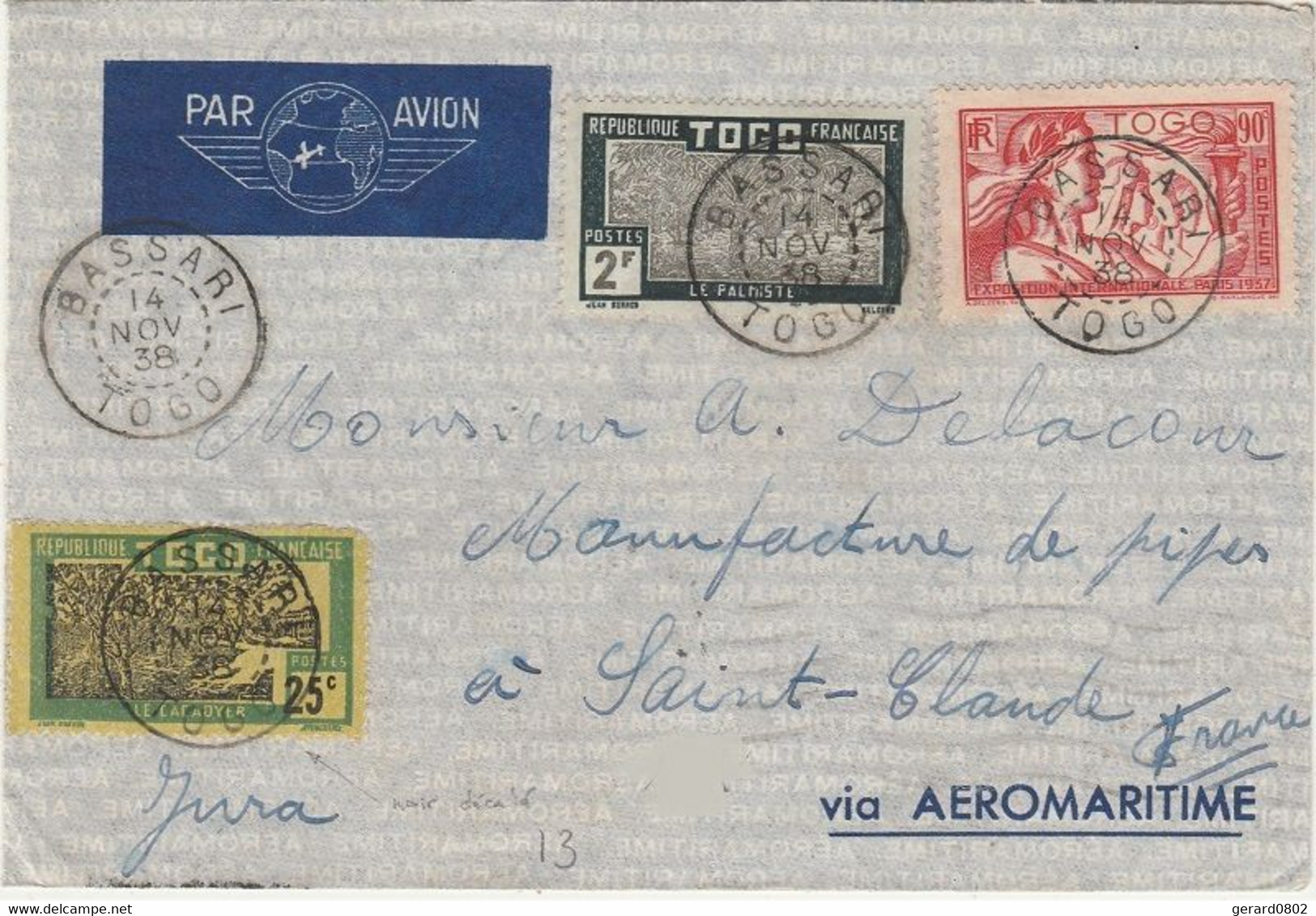 TOGO - Lettre Par Avion De BASSARI à Destination De ST CLAUDE - Covers & Documents