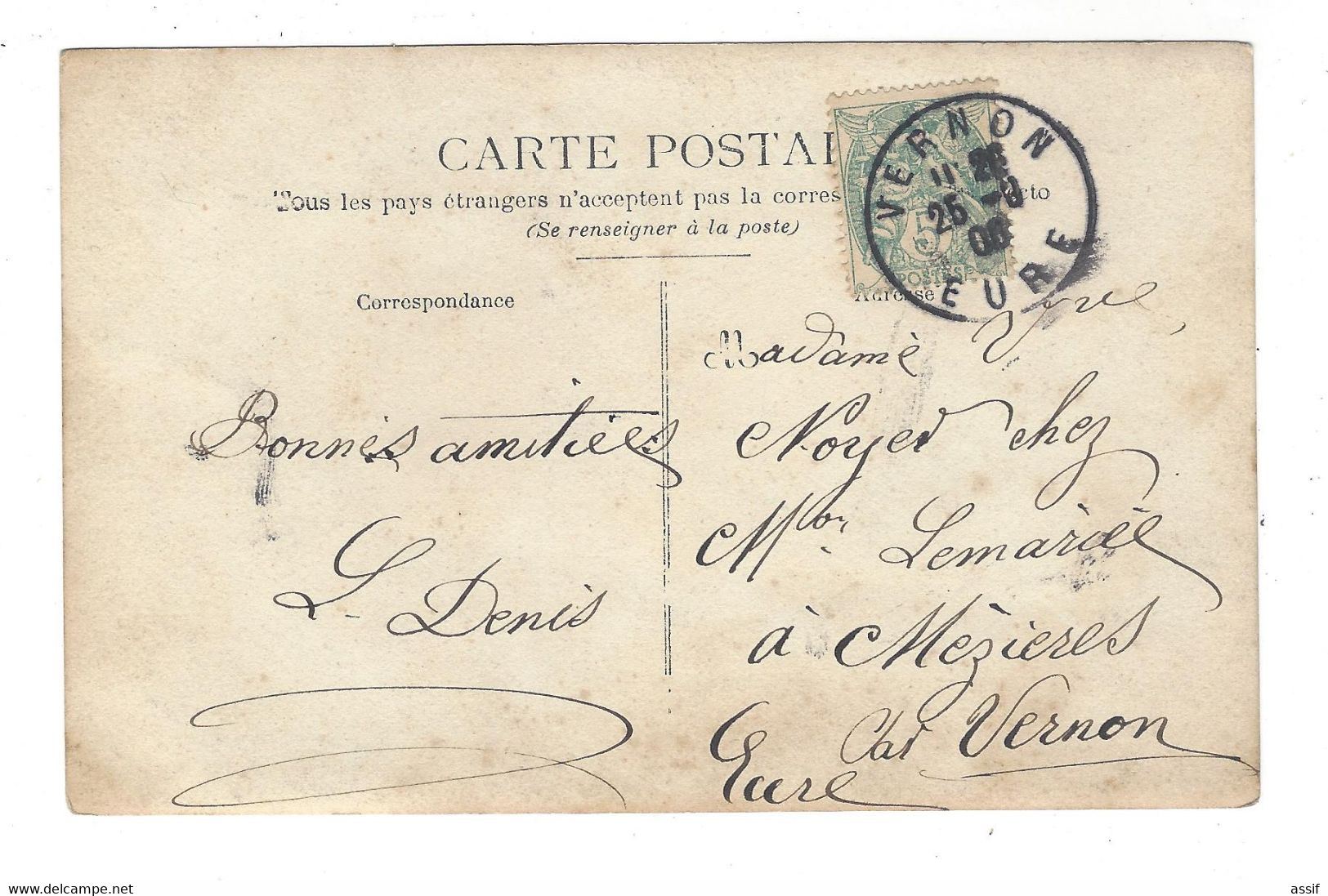 ( Vernon - St - Pierre D'Autils ) Café De La Pologne  - Carte Photo  Cachet 1906 - Vernon