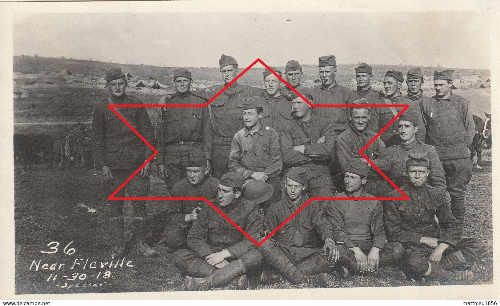 Photo Novembre 1918 Près FLEVILLE (près Grandpré) - Camp Américain, Soldats (A232, Ww1, Wk 1) - Andere & Zonder Classificatie