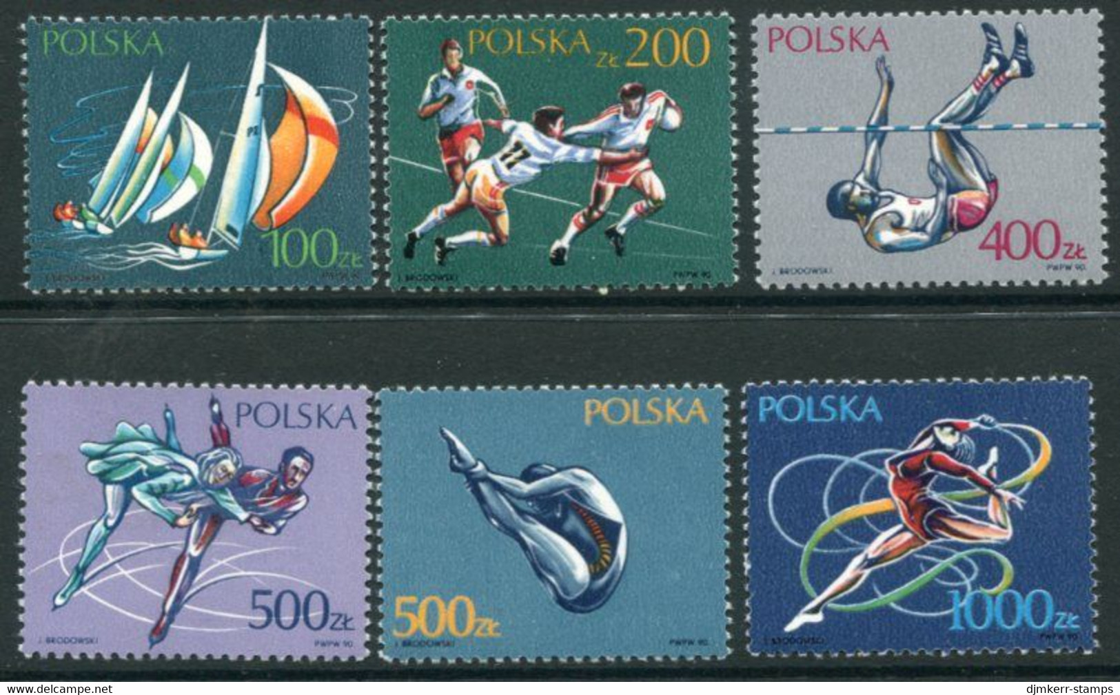 POLAND 1990 Sport  MNH / **  .  Michel 3258-63 - Unused Stamps
