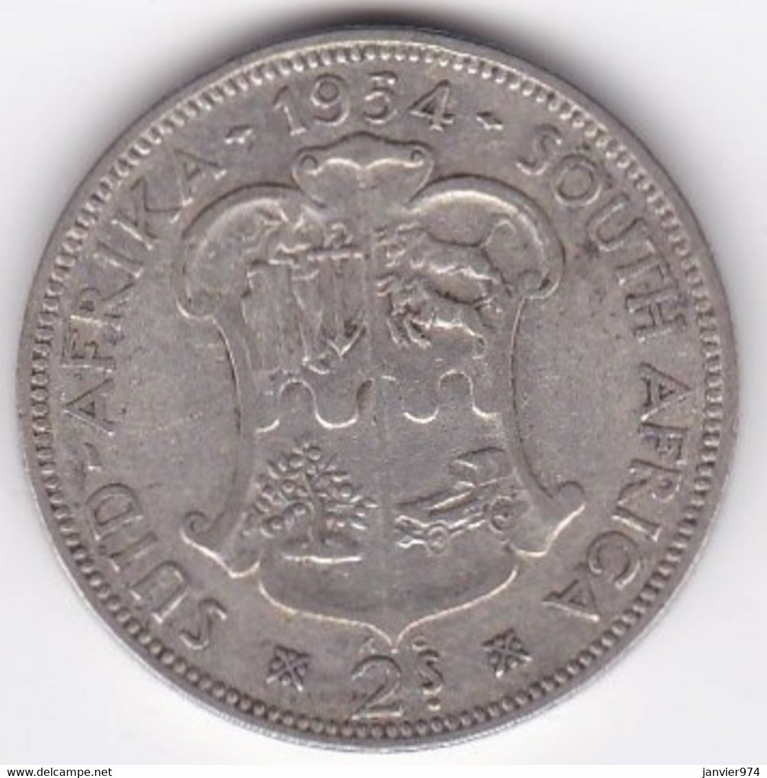 Afrique Du Sud,  2 Shillings 1954 Elizabeth II, En Argent , KM# 50 - Sud Africa