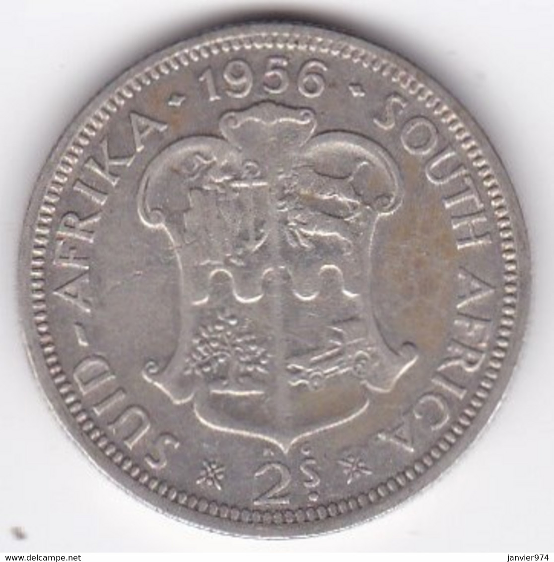 Afrique Du Sud,  2 Shillings 1956 Elizabeth II, En Argent , KM# 50 - Afrique Du Sud