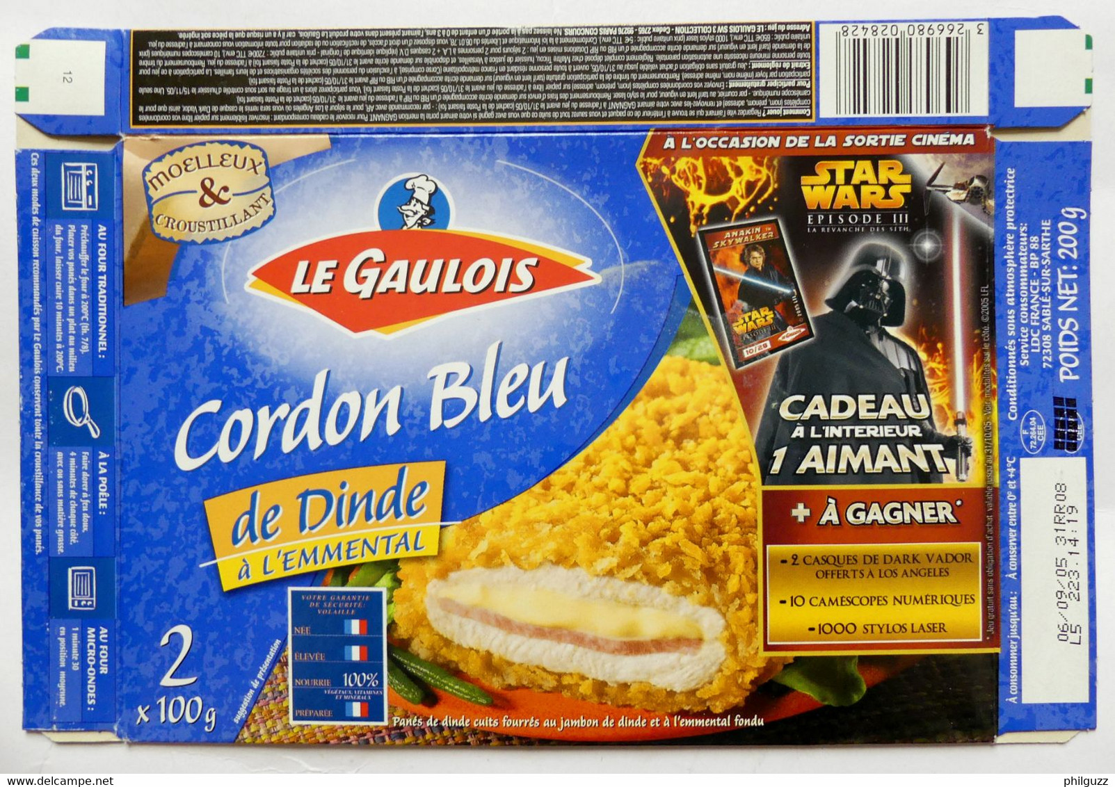 EMBALLAGE CORDON BLEU LE GAULOIS BOITE STAR WARS EPISODE III 2005 ( Sans Magnet ) - Objets Publicitaires