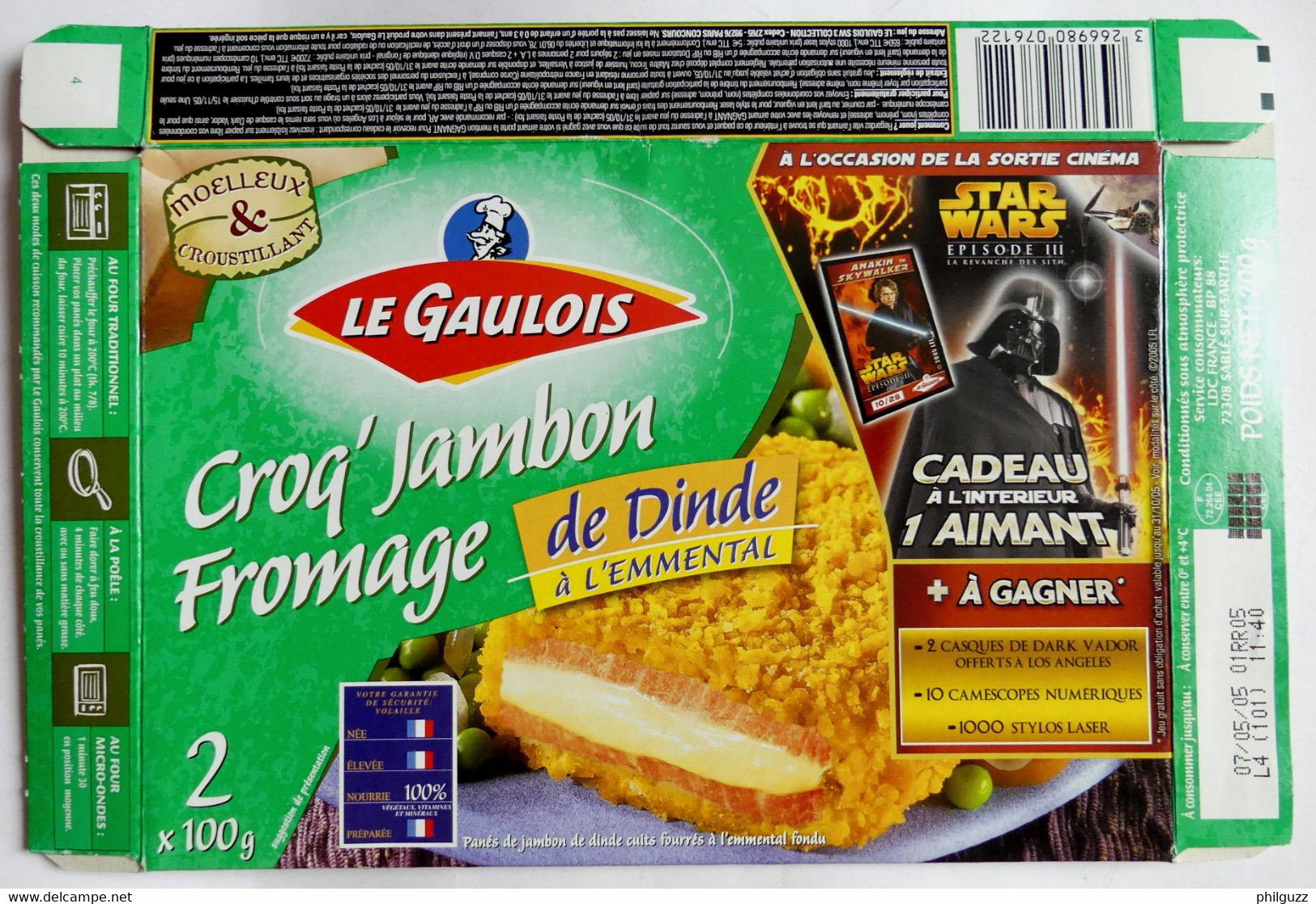 EMBALLAGE CROQ' JAMBON FROMAGE LE GAULOIS BOITE STAR WARS EPISODE III 2005 ( Sans Magnet ) - Objets Publicitaires