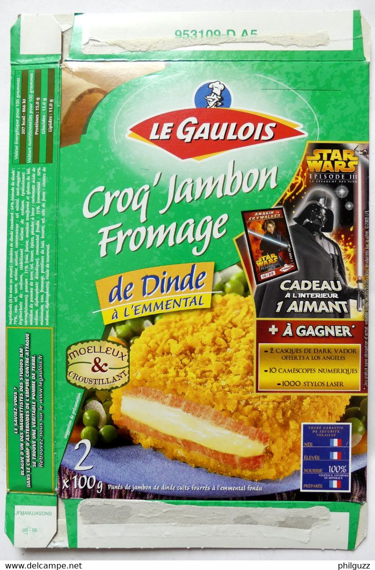 EMBALLAGE CROQ' JAMBON FROMAGE LE GAULOIS BOITE STAR WARS EPISODE III 2005 ( Sans Magnet ) - Objets Publicitaires