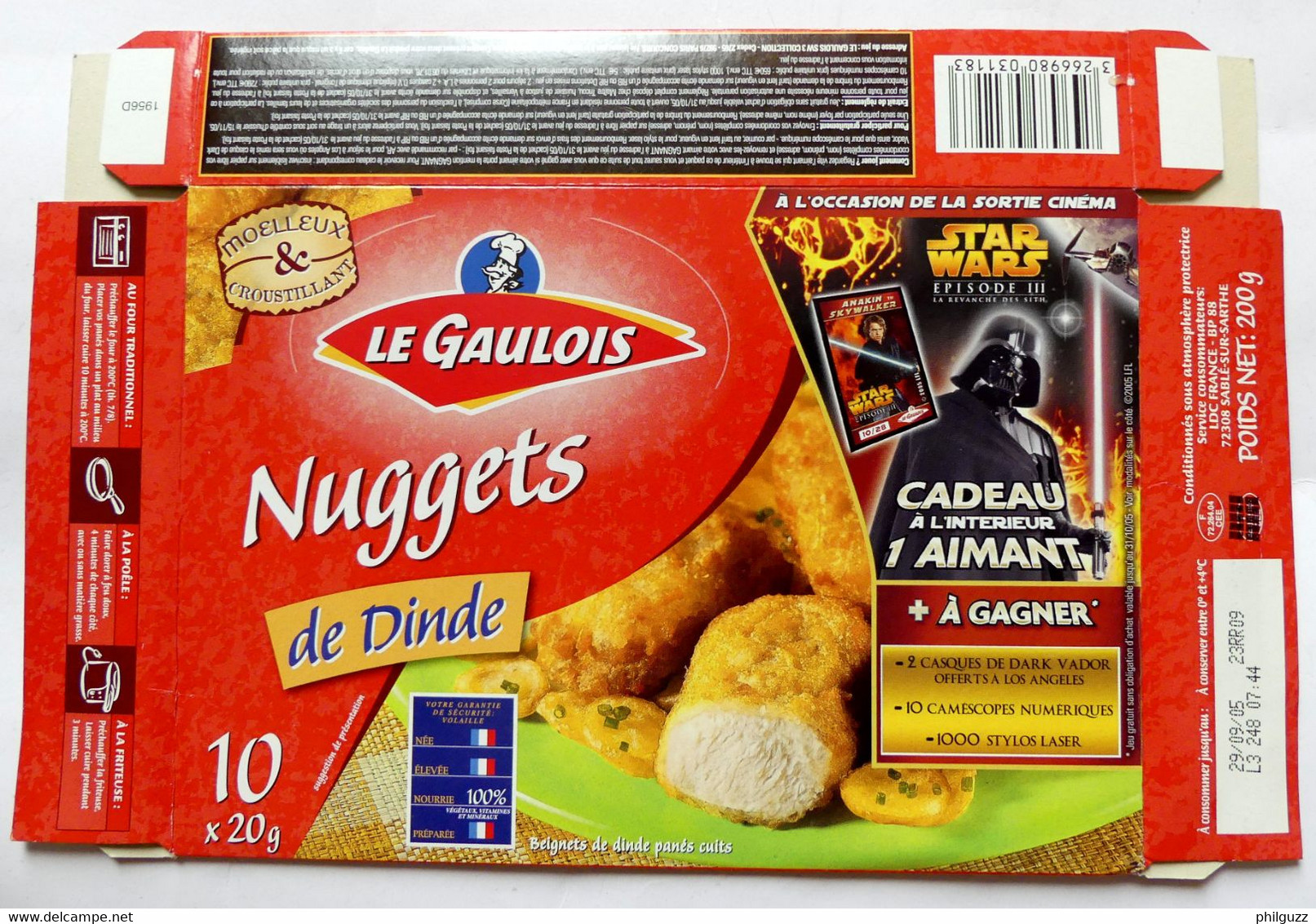 EMBALLAGE NUGGETS LE GAULOIS BOITE STAR WARS EPISODE III 2005 ( Sans Magnet ) - Objets Publicitaires