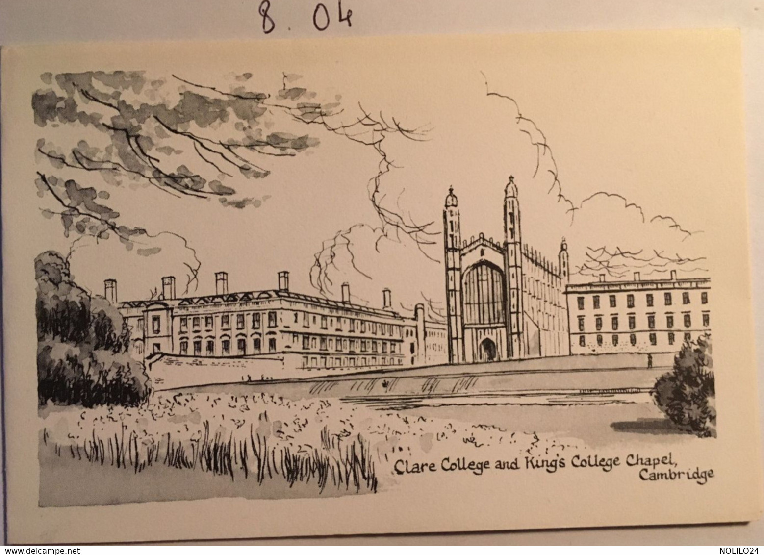 Cp Double, Dessin, Gravure Drawing Bernard Driscoll, Clare College And Kings College Chapel, Cambridge, UK - Cambridge