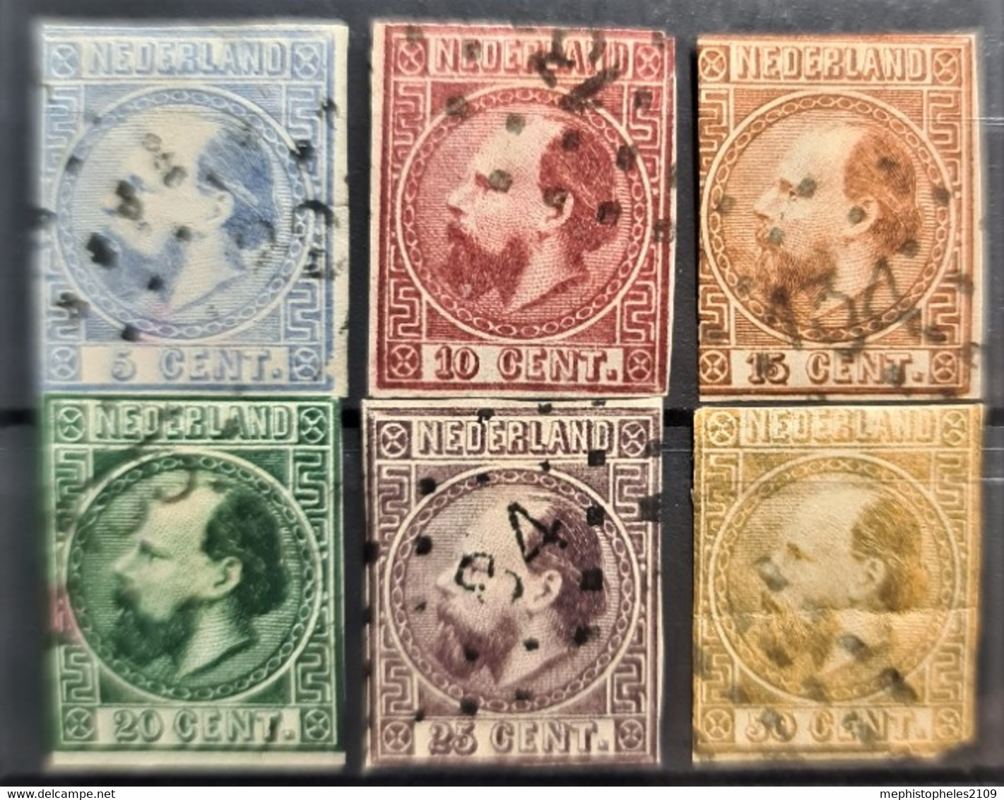 NETHERLANDS 1867 - Canceled - Sc# 7-12 - Imperforated (proofs Or Fakes) - Gebruikt