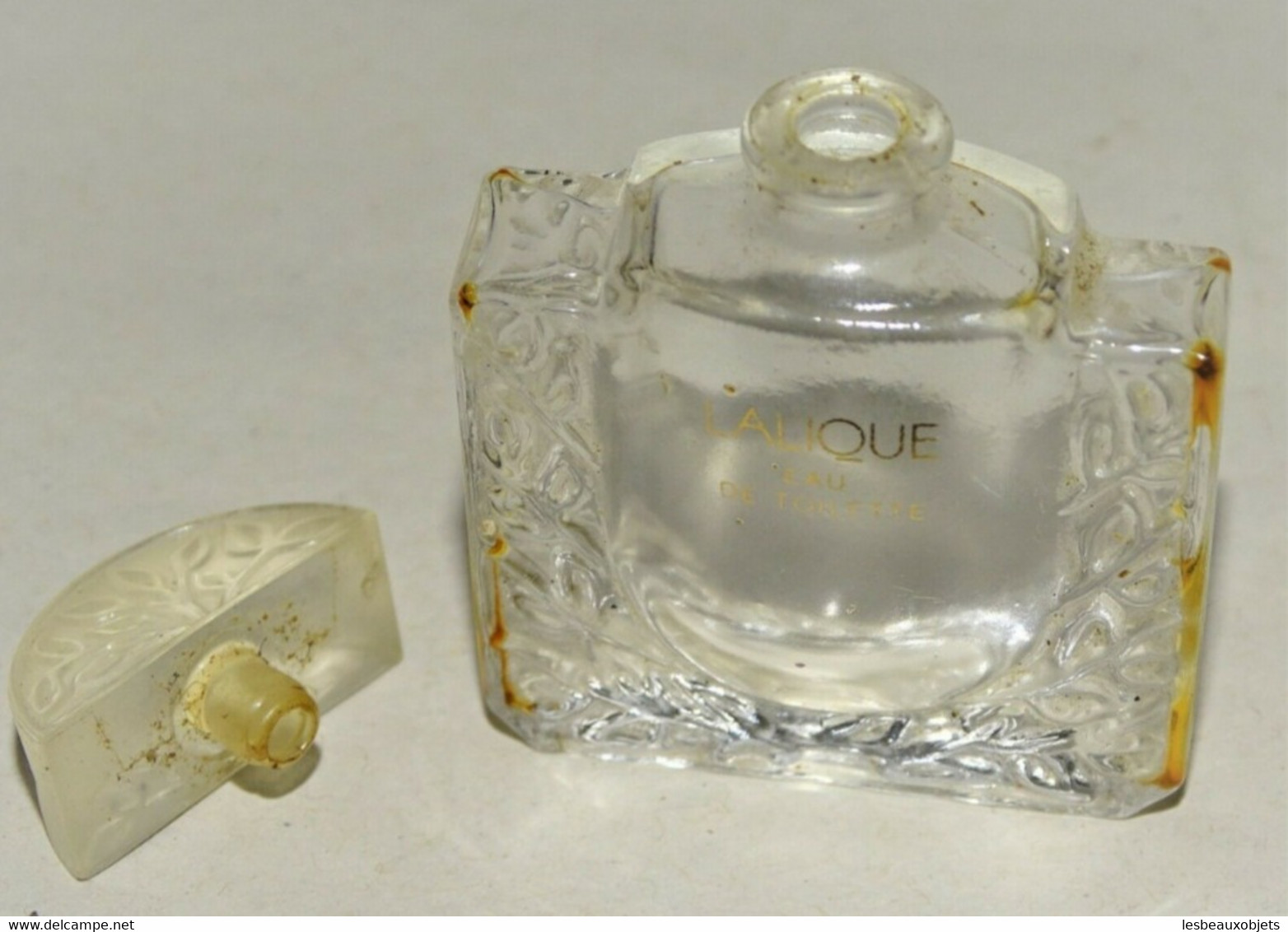 ANCIEN FLACON MINIATURE LALIQUE EAU DE TOILETTE avec BOUCHON Collection vitrine il est vide