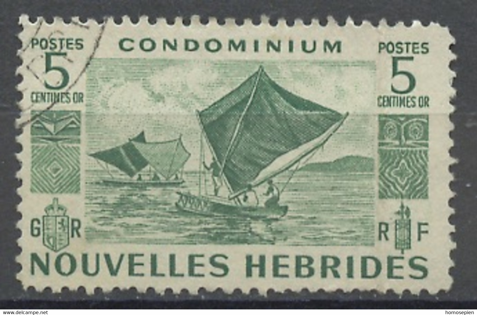 Nouvelles Hébrides - Neue Hebriden - New Hebrides 1953 Y&T N°144 - Michel N°152 (o) - 5c Pirogues à Voile - En Français - Gebraucht