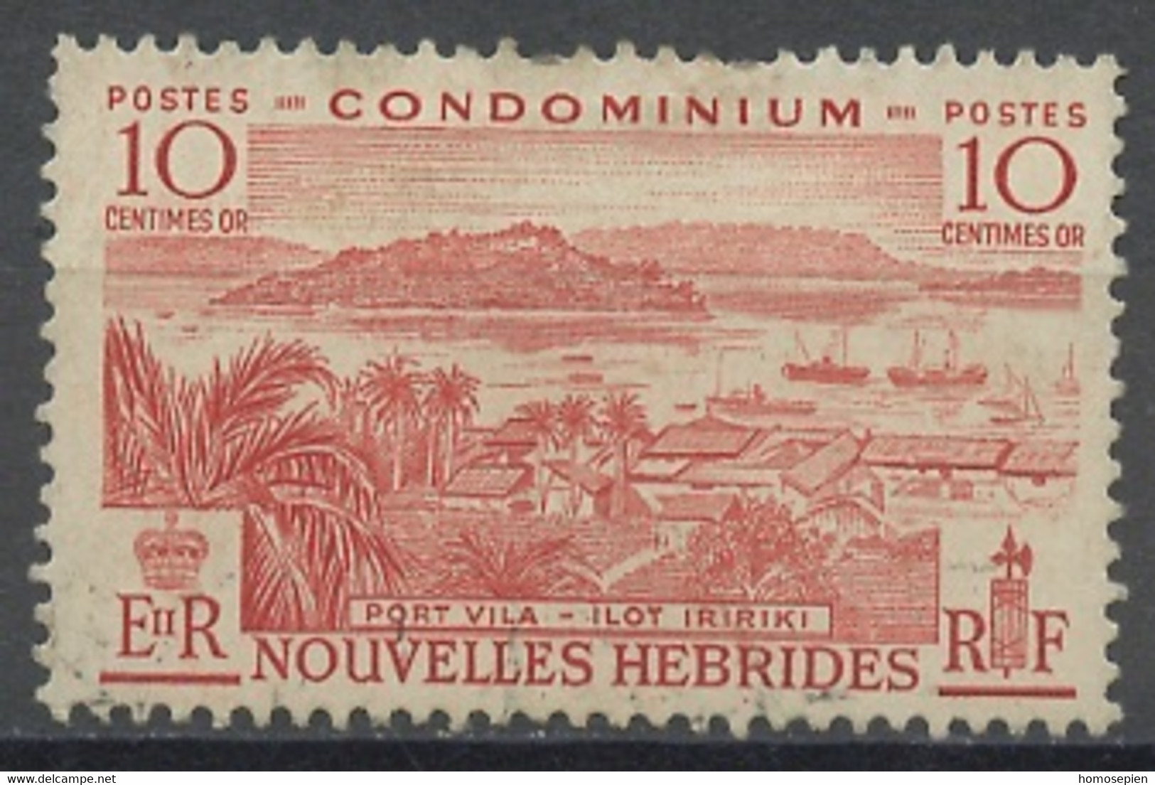 Nouvelles Hébrides - Neue Hebriden - New Hebrides 1957 Y&T N°176 - Michel N°184 (o) - 10c Port Villa Et îlot - Français - Gebruikt