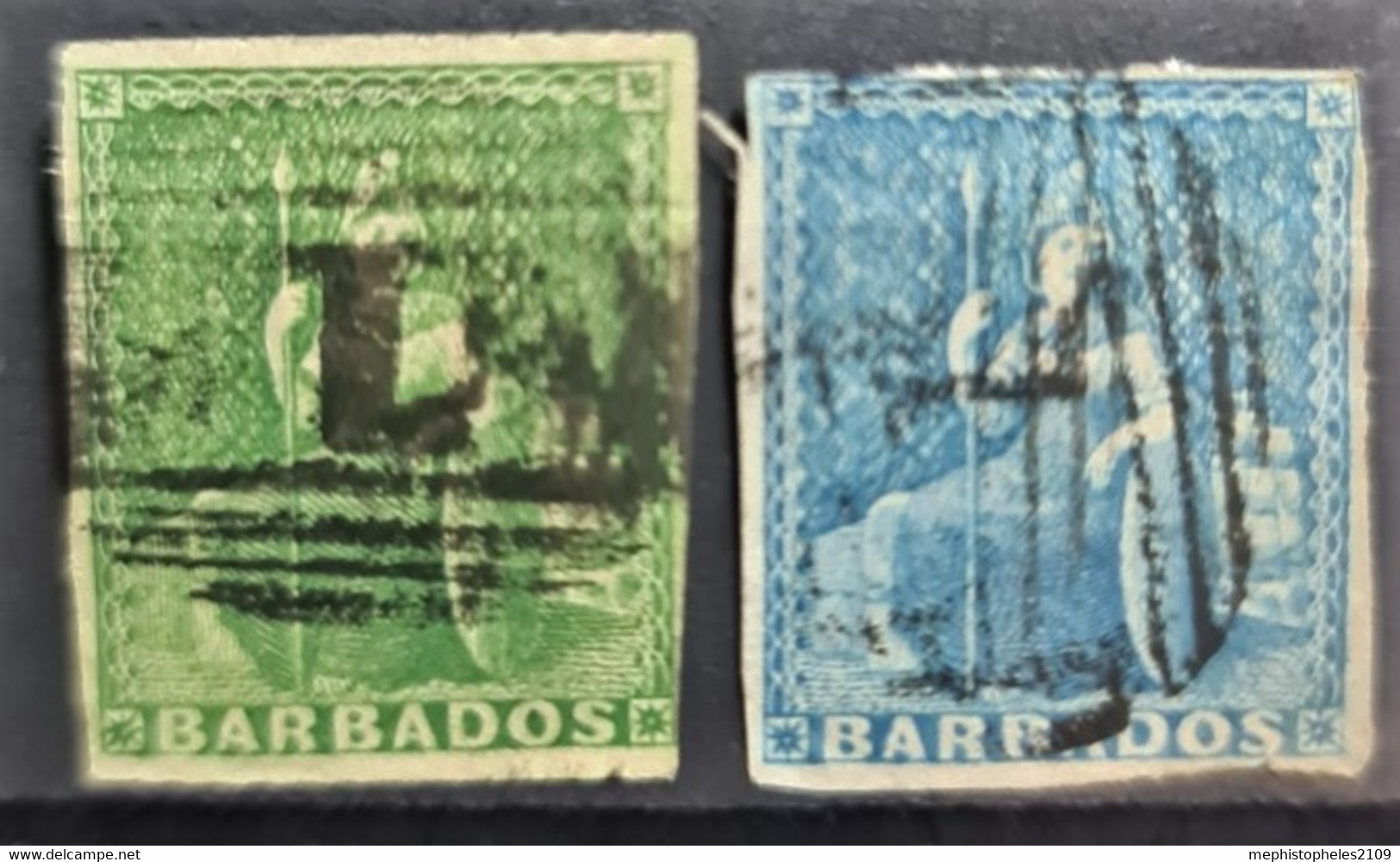 BARBADOS 1855/58 - Canceled - Sc# 5, 6 - Barbades (...-1966)